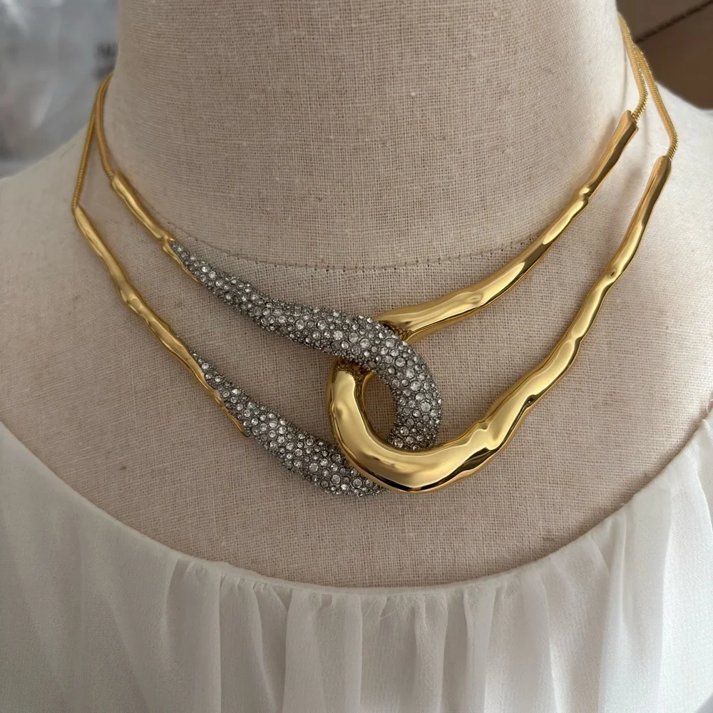 ALEXIS BITTAR • Bold Solanales Gold Crystal Interlock Necklace